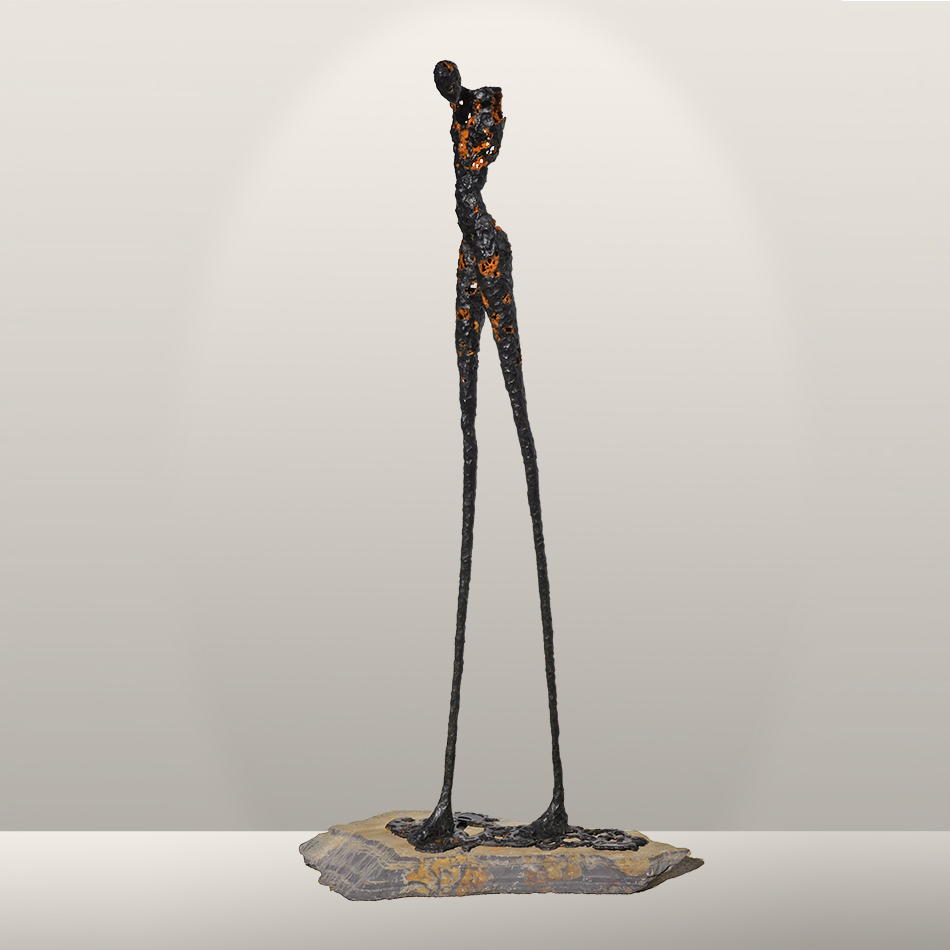 Pilgrimage II One of a kind bronze, hand sculpted. 56" h x 11" w x 28" d