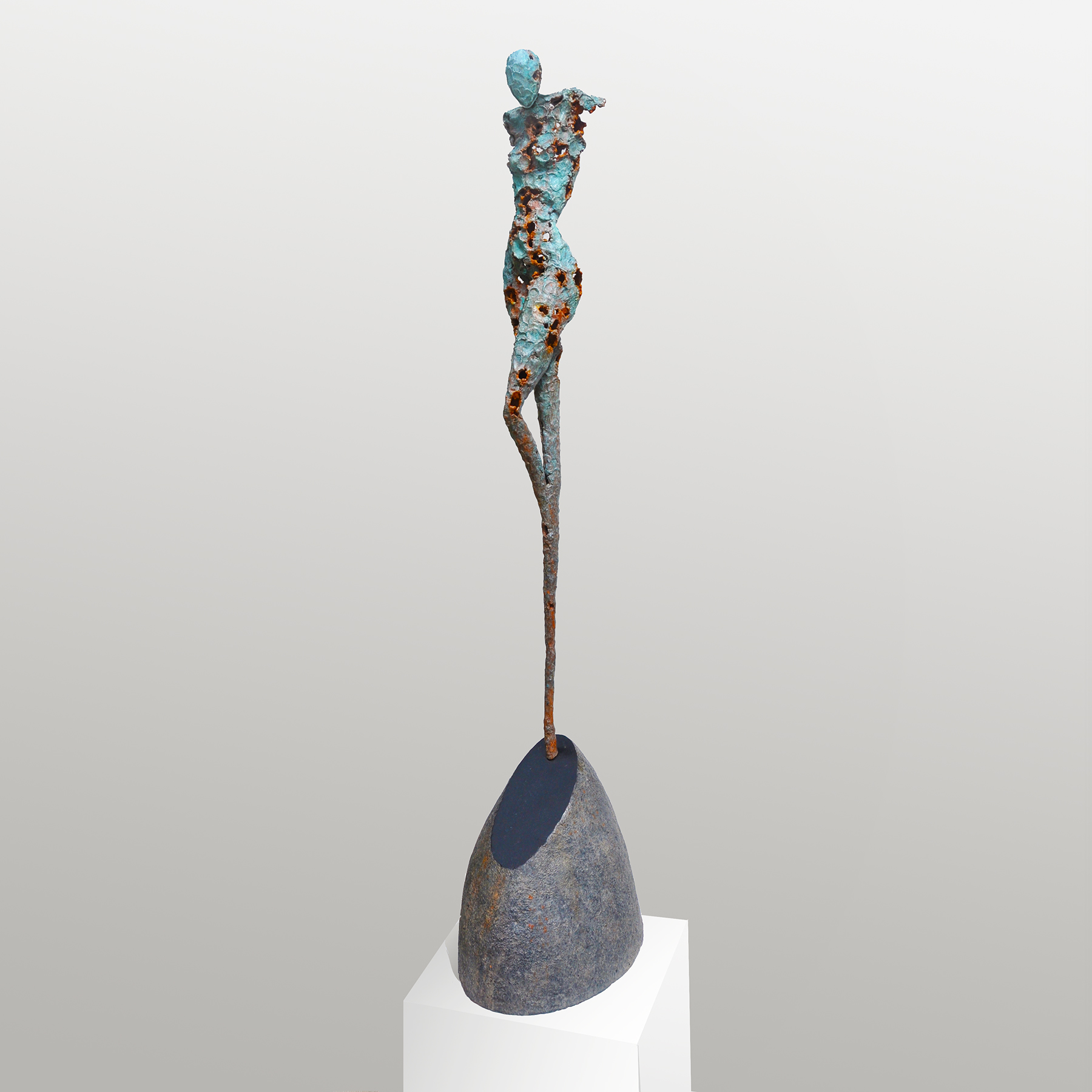 One-of-a-kind bronze on bronze base
